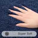 SHACOS Super Soft Long Bathroom Rugs 24"x60" Polyester Fluffy Bath Runner Non Slip Washable Absorbent Bath Rugs Mats Bathroom Accessories Tub Shower Vanity Carpet, Navy Blue 2'x5'
