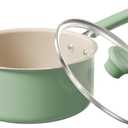 Redchef Ceramic Nonstick Saucepan with Lid, 3QT Small Cooking Pot,Non Toxic Sauce Pans for Kitchen, Cool Handle PFAS Free Compatible with All Cooktops, Green
