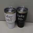 Mamihlap Lucky Mr Future Mrs Travel Mug 30oz Tumbler.Engagement Wedding Bride To Be Newly Engaged Bridal Shower Gifts for Couples.Couple Gift for Fiancee Fiance Bride Groom Mr Mrs.(Black&White)