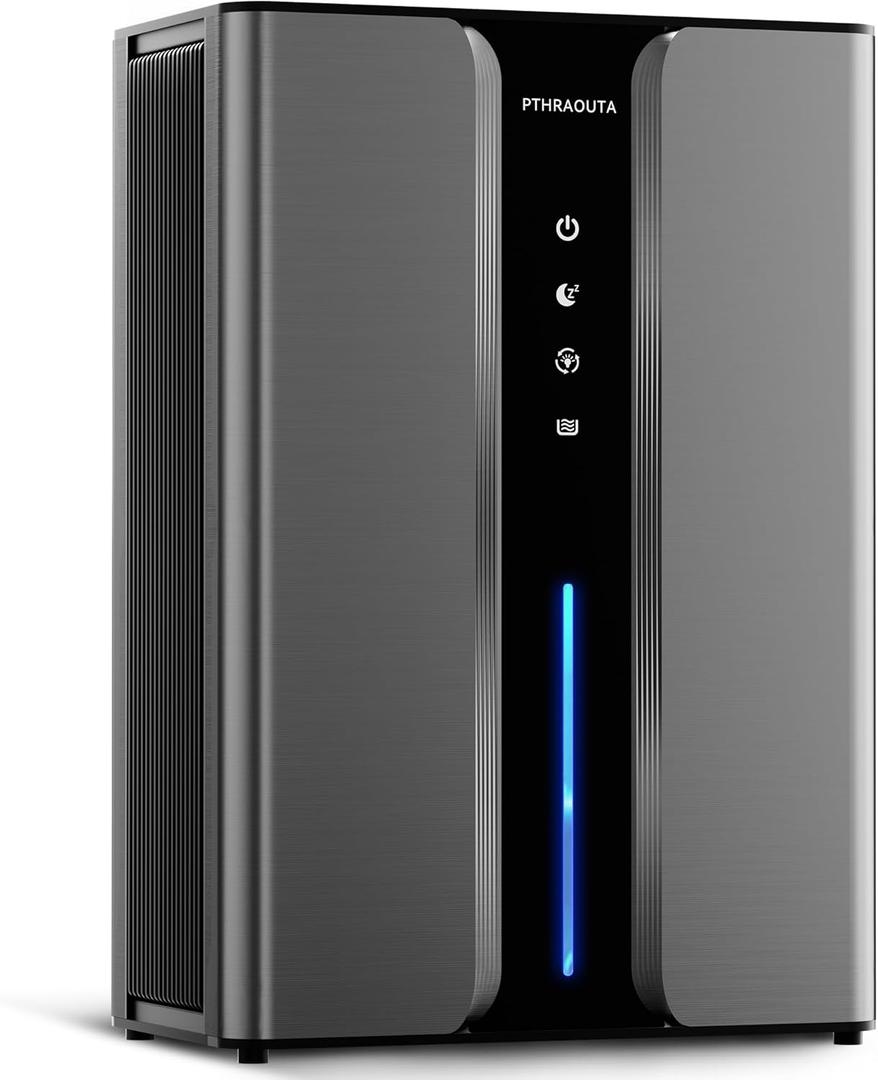 PTHRAOUTA Home Dehumidifier with Drain Hose, (950 sq.ft) 95oz Quiet dehumidifier for Bathroom Bedroom, with Air Reusable Filter Indoor deshumidificador for Basement RV Closet (Black)