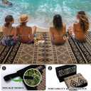 Wallona Outdoor Rugs 9x12 ft Patio Waterproof Clearance Indoor Outdoor Large Carpet for Patio Plastic Straw Reversible Area Rugs Mat for RV, Camping, Balcony, Beach, Picnic, Porch, Boho Black & Brown