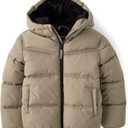 The Children's Place Boys' Water and Wind Resistant Hooded Zip Front Puffer Jacket, Faux Fur Lined (Gray, XXL)