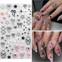 Bow Nail Art Stickers 5D Embossed Flower Nail Decals Spring Summer 3D Self Adhesive Bow Heart Nails Decoration Supplies for Women Nails Design
