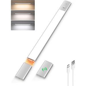 EZVALO Under Cabinet Lighting, Motion Sensor Closet Lights with Extra Detachable Battery, 76 LED Dimmable, 3 Color Temps, Under Counter Lights for Kitchen, Wardrobe (1pc+1 battery, Silver)