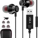 USB Headset with Microphone for PC, Noise Cancelling Computer Headphones for Laptop/ 8.2 FT, Lightweight PC Earbuds with Audio Controls & Mute Function for Office Live Broadcast Gaming Headset