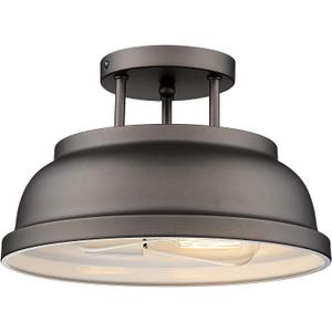 zeyu Farmhouse Semi-Flush Mount Ceiling Light - 2-Light 12 Inch Ceiling Light Fixture for Bedroom Kitchen Hallway, Oil Rubbed Bronze Finish, ZY29-F ORB