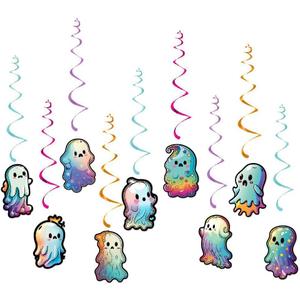 Halloween Decor Ghost Pull Flag Ghost Festival Bar Decoration Cute Ghost Spiral Pendant Hanging Decor Sign