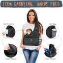 Lukovee Dog Slings for Small Dogs, Hard Bottom Support & Adjustable Soft Padded Shoudler Strap Dog Sling Carrier, Dog Purse with Button Closure & Zipper Pockets (for Short Leg Pets up to 6 lbs,Black)