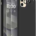 for iPhone 11 Phone Case, [2X Screen Protector + 2X Camera Protector], Liquid Silicone Ultra Slim Shockproof Protective Cover, Soft Microfiber Lining with iPhone 11 Case 6.1", Black