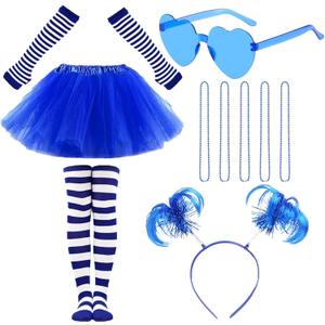 10 PCS Blue Tutu Costume Accessories Set Tulle Skirt,Ballet Bubble Tutu for Women Girl Halloween Party Costume