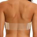 Strapless Clear Back Strap Convertible Bra with Lace Padded Underwired Plus Size Brassiere (32D, Nude)