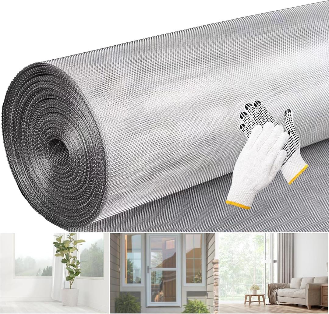304 Stainless Steel Window Screen Mesh Roll, 47 inch x 98 ft Window Screen Mesh, Stainless Steel Wire Mesh Screen for Door Porch Patio