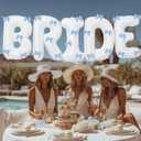 BRIDE Letter Balloons Blue Bows, 40" White BRIDE To Be Balloons for Beach Bach,Bachelorette,Last Toast On Coast,Beach Bridal Shower,Seashells Wedding Decoration,Girls Something Blue Engagement Party