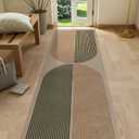 Lahome Enfys Modern Rainbow Easy Jute Rug, 2x8 Hallway Runner Washable Rugs for Entryway Farmhouse Kitchen Rug, Non Slip Indoor Outdoor Carpet Contemporary Throw Door Mat for Bedroom Porch (Nature/Bi-color Rainbow)