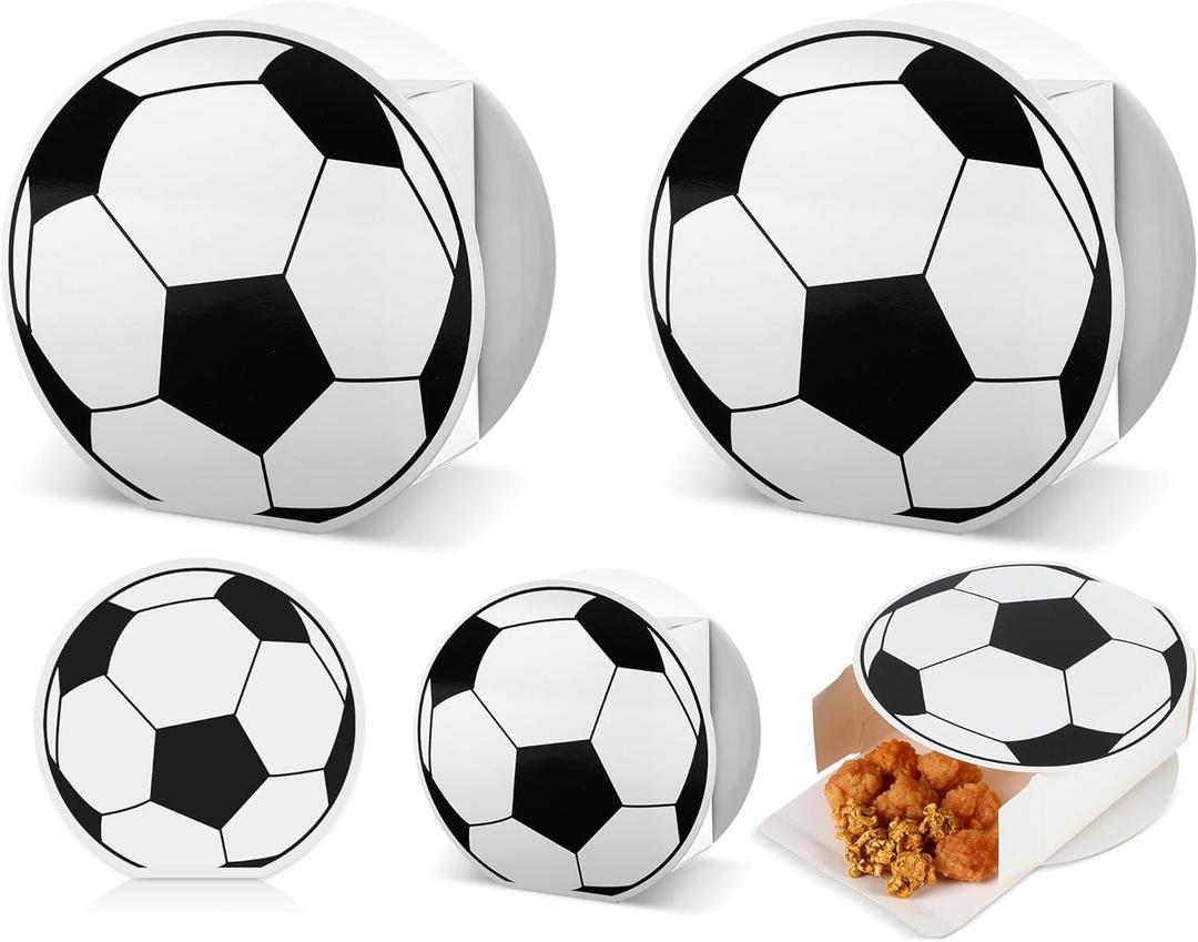 Lonfliness 24 Pack Soccer Gift Boxes Soccer Shape Sports Party Treat Goodie Treat DIY Cardboard Box Craft Bulk Sport Game Birthday Party Baby Shower Decoration School Classroom Activity Supplies Favor