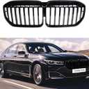 G11 G12 Grill/Front Grilles Kidney Grill Replacement for BMW 7 Series G11 G12 LCI 2020-IN 1Pcs/Set (Single Slat Gloss Black)