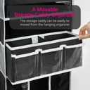 Door Hanging Storage Organizer,with 3 Bins 1 Movable Baby Diaper Caddy,1 Large Capacity Diaper Stacking Storage Organizer,10 Side Pockets ,Bedroom Door Storage for Nursery Baby Essentials (Dark Grey)