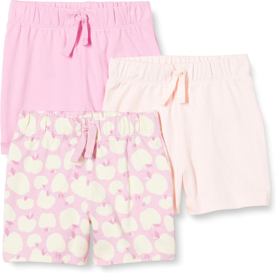 Amazon Essentials Unisex-Baby Cotton Pull-On Shorts (6-9 Months, Pink/Apples)