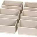 DIOMMELL 6 Pack Foldable Cloth Storage Box Closet Dresser Drawer Organizer Fabric Baskets Bins Containers Divider for Clothes Underwear Bras Socks Lingerie Clothing,Beige 060