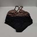 Yonique Womens Plus Size Bikini High Waisted Swimsuits Two Piece Bathing Suits Tummy Control Swimwear (Leopard and Black)