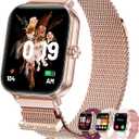 Smart Watches for Women(Android/iPhone) 20-Day Battery 4 Straps 1.85" HD Fitness Trackers with Bluetooth Calls/Notifications Smart Watch Step Sleep Heart Rate SpO2 Monitor 100+ Sports Modes, Rose Gold