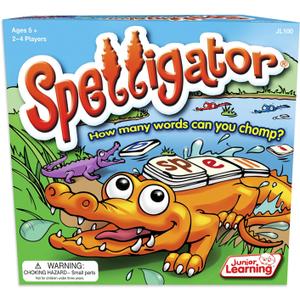 Junior Learning Spelligator Word Building Game, Ages 5-9, Phonemic Awareness, 75 Letter Tiles