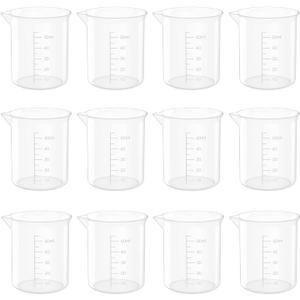 1.7 Oz Transparent Lab Measuring Cup, 50ml Plastic Beaker Cups, for Science Experiment, Liquid Measuring, 36 Pcs