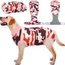 Kuoser Recovery Suit for Dogs Cats After Surgery, Professional Pet Recovery Shirt Dog Abdominal Wounds Bandages, Substitute E-Collar & Cone,Prevent Licking Dog Onesies Pet Surgery Recovery Suit (Large (Back:16.1-20.1'', Weight:23-48 Lb), PinkCamo)