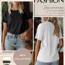 Ficerd 4 Pack Women's Cotton T Shirts Casual Short Sleeve Tunic Tops Crewneck Plain Summer Loose Fit Rolled Sleeve Basic Tee (S)