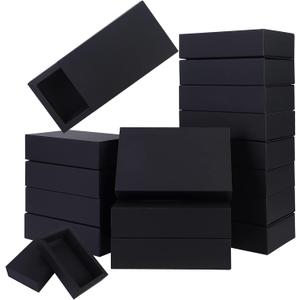 26 PCS Rectangle Drawer Kraft Boxes Small Crafts Cardboard Present Boxes Present Packaging Boxes for Party Favor Treats, Candy and Jewelry Crafts, 6.5 x 3.7 x 1.6 inch (Black)