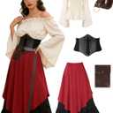 Renaissance Costume Women Medieval Victorian Fancy Dresses Halloween Pirate Cosplay (M)