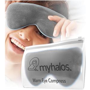 MyHalos Eye Mask for Dry Eyes - Steam Warm Compress for Eyes - Remove Styes, Chalazion Therapy Warming and Heating Pad Hot Compress - Moist Heat Mask for Blepharitis & MGD