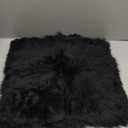 Genuine Sheepskin Chair Cushion Non-Slip Comfortable Natural Sheepskin Pad Carpet Suitable for Home Sofa Restaurant Car Seat Office Dining Fur Chair Cover (Black, 18x18 Inch)
