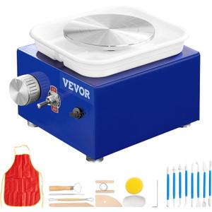 VEVOR Mini Pottery Wheel for Kids and Beginners, Complete Pottery Kit with 2 Turntables 2.6in/3.9in and 17 Accessories Tools, 0-300RPM Speed Adjustable, Craft Christmas Gifts for Kids Teens Adults