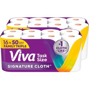 Viva Signature Cloth Paper Towels, Task Size, 16 Family Triple Rolls, 141 Sheets per Roll 