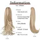Clip in Ponytail Extension Dirty Blonde 18 Inch Pony Tails Hair Extensions for Women Long Straight Curly Tail Ponytail Hair piece Synthetic Fake Versatile Pony