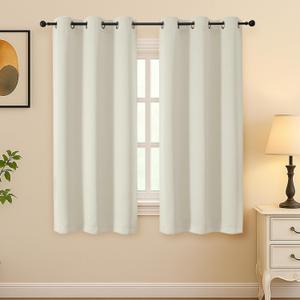 Simplebrand Natural Room Darkening Curtains for Bedroom 63 Inch Length 2 Panels Set, Thermal Insulated Energy Saving Curtains for Kids Room, Grommet Solid Nursery Window Treatment Drapes, W40 x L63