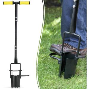 Colwelt Bulb Planter Tool Long Handle, Serrated Base Gardening Bulb Transplanter with Soft Grip, Heavy Duty Long Handled Bulb Planter Sod Plugger for Digging Holes to Plant Tulips, Iris, Daffodils