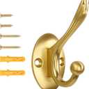 Brushed Gold Heavy Duty Wall Hooks  6 Pack Black Coat Hooks for Hanging Coats,Robes,Bags,Hats,Wall Mounted with Includes Two Types of Installation Screws TYDLSJ