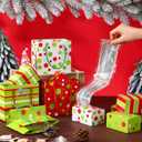 Cholemy 12 Set Red and Green Christmas Money Boxes for Cash Gift Pull, Christmas Surprise Money Holder Gift Box with 240 Pcs Transparent Bags for Xmas Party Game Favors(Cute) (multicolor)