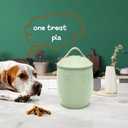 Large Dog Treat Container Airtight, Cute Dog Treat Jar with Lids,Rustic Dog Treat Storage Container, Ceramic Cat Food Jars for Kitchen Counter, Green
