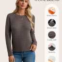 GRACE KARIN Women's Fall Knit Sweater Top, Long Sleeve Merino Wool Blend Pullover, Casual Crewneck Waffle Clothes 2025 (Brown, S)