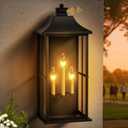 Large Size Outdoor Wall Light with Dual Sensor - Motion & Dusk to Dawn Porch Light, Waterproof Exterior Wall Lantern for Patio, Garage, Front Door, Extra Large 25-INCH