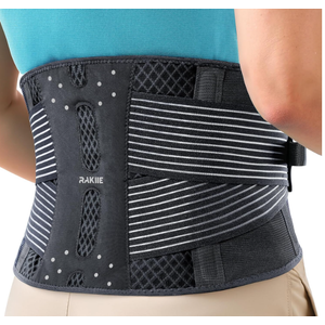 Rakiie Slim Back Brace for Lower Back Pain Relief, Lightweight & Breathable Back Support Brace for Men Women, Ergonomic Light Lumbar Support for Everyday Wear, Black, S
