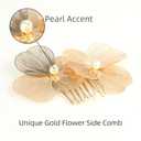 Gold Flower Hair Side Comb with Pearls Handmade Metal Clover Hair Clips for Women Vintage Bridal Wedding Barretes for Brides Prom Birthday