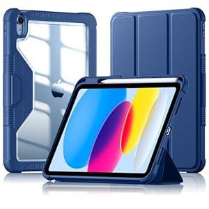 Mastten for iPad A16 11th/10th Generation Case 11/10.9 Inch 2025/2022, for iPad Case 11th/10th Gen with Clear Back Shell, Trifold Stand Protective Cover with Pencil Holder, Auto Sleep/Wake,Blue