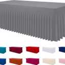 Smiry Spandex Tablecloth, Elastic Fitted Stretch Tablecloth for 6FT Rectangle Tables, Waterproof Washable Table Cover Skirt for Outdoor, Wedding, Banquet & Parties (Grey, 72Lx30Wx30H Inch)