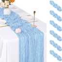 6 Pack Baby Blue Cheesecloth Table Runner, 17 x 108 inch, Semi Sheer Boho Cheese Cloth Fabric Table Runner Bulk for Wedding , Birthday, Party, Holiday, Home Decor (Baby Blue)