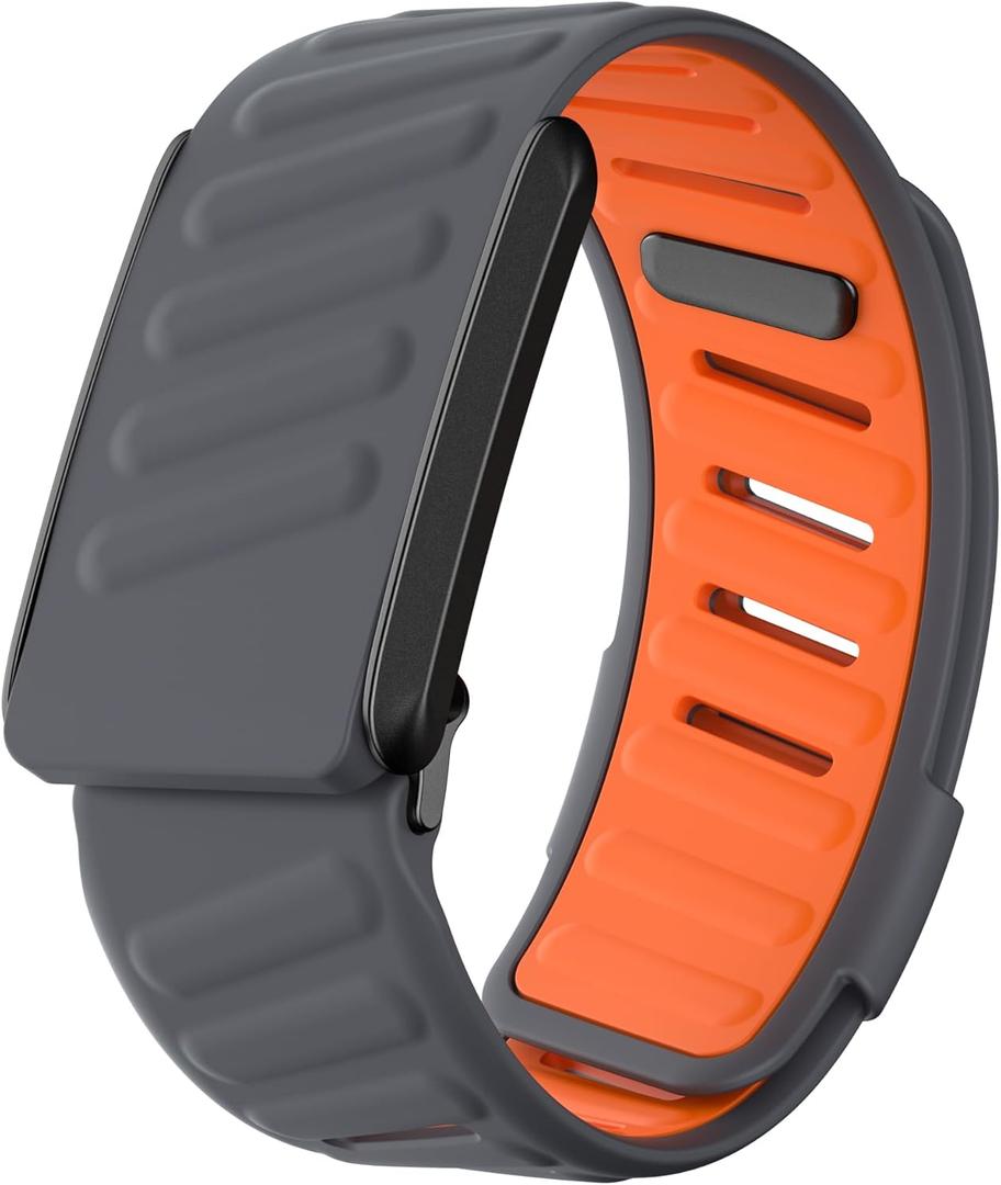 surundo Silicone Sport Band Compatible with Whoop 4.0 Band Strap Men Women, Soft Breathable Sport Adjustable Waterproof Replacement Wristbands Straps for Whoop 4.0 Bands (Gray Orange)