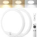 OSIDEN 2 Pack Rechargeable Motion Sensor Ceiling Light with Remote for Shower Shed Hallway Porch Stairs Garage